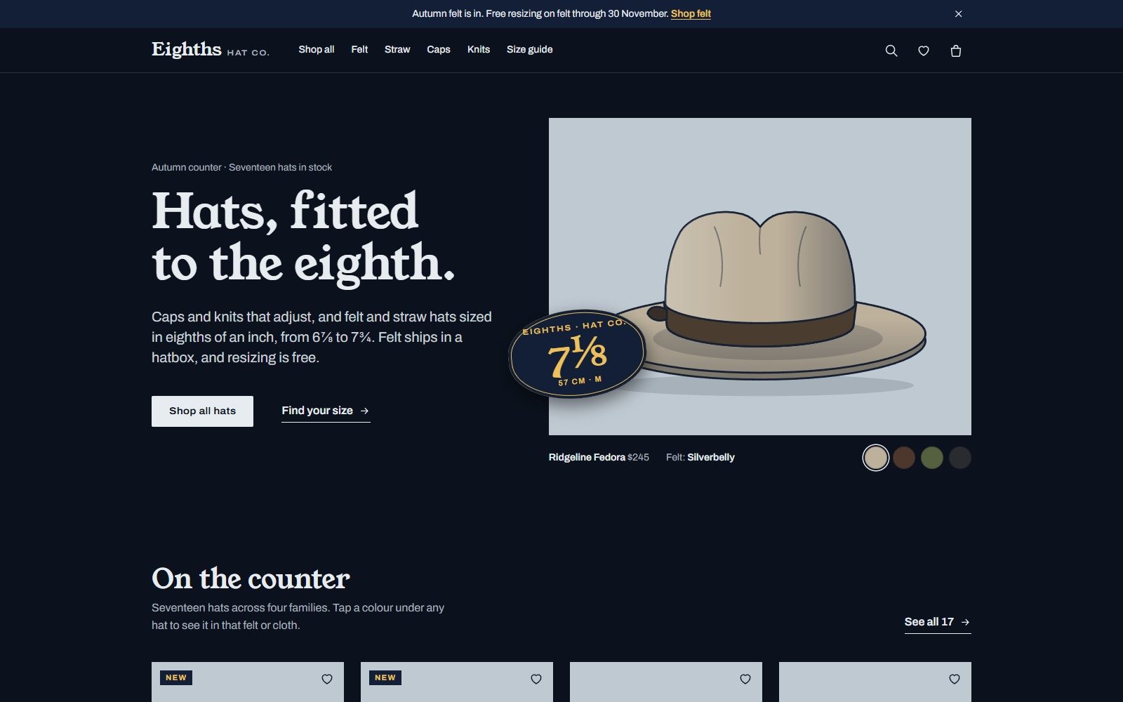 The home page. The fedora is drawn in SVG and can be recoloured.